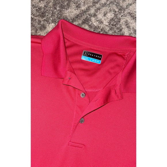 Men's PGA Tour Golf Collared‎ Pink Short Sleeve Polo Shirt Size XL - Picture 2 of 3